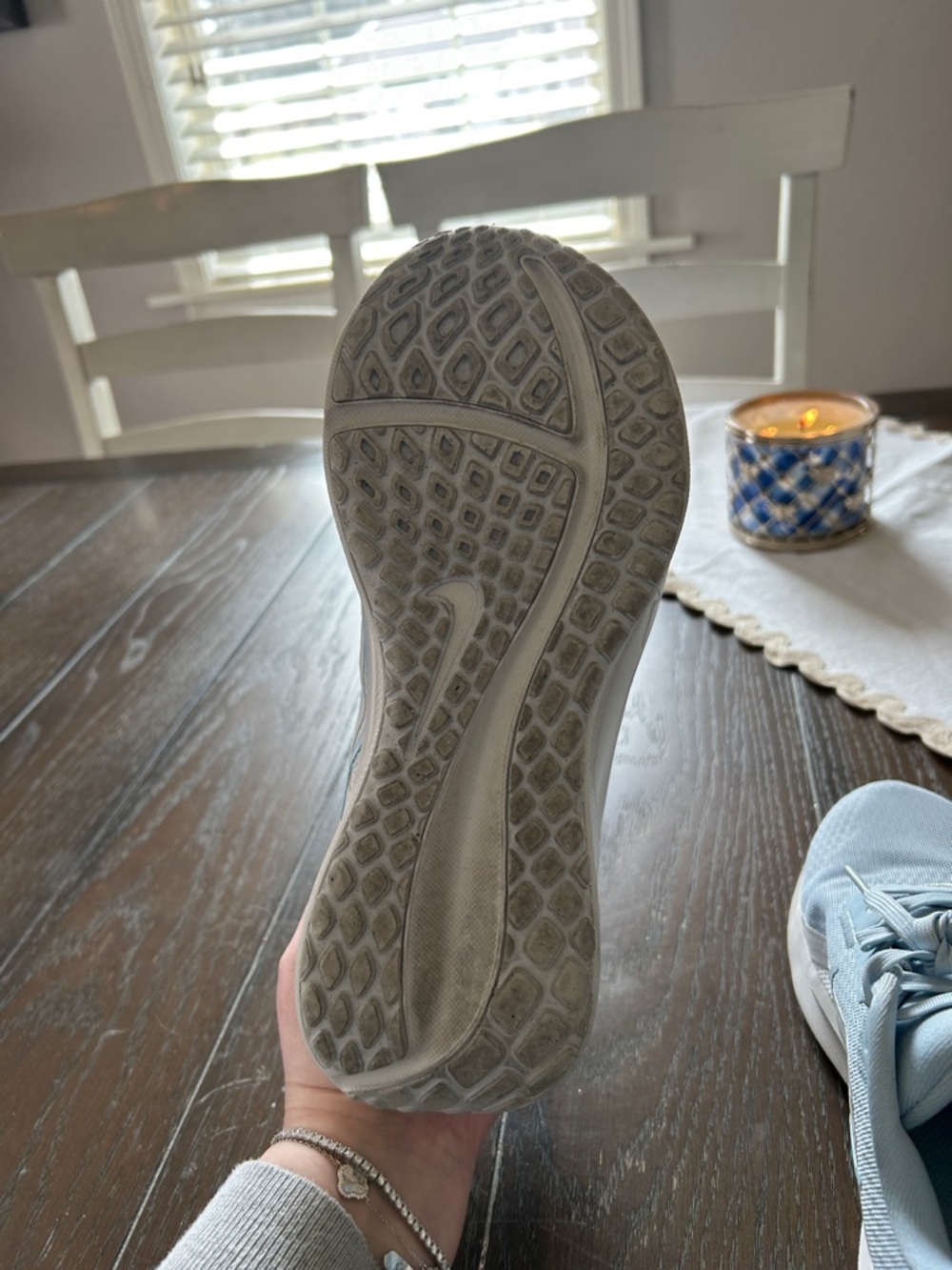 Nike Women's Downshifter 13 Light Blue and White Athletic Sneakers - Picture 10 of 11